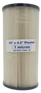 Pleated Sediment Filter 10" x 4.5" 1 micron